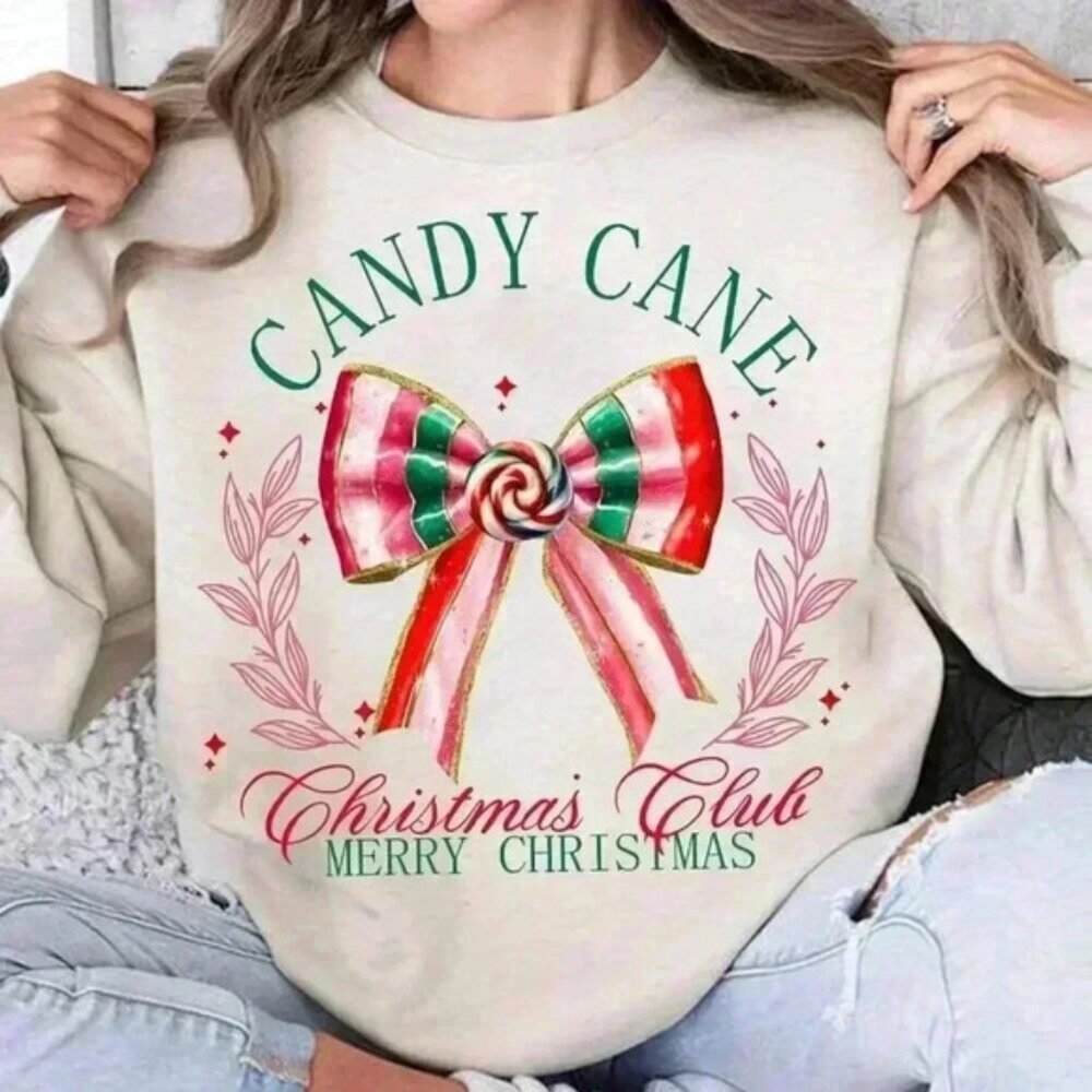 Apricot Casual Women's Drop Shoulder Christmas Sweatshirt